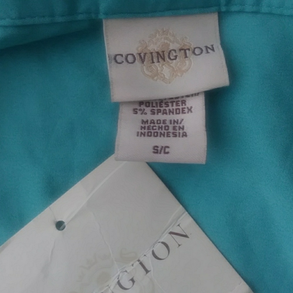 Covington Teal Button Down Blouse Small - image 6